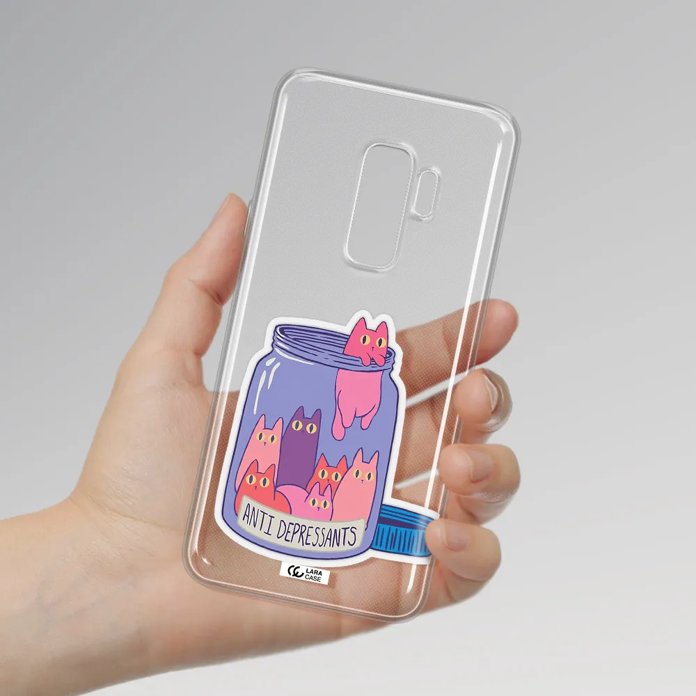 Anti Depressants Cats Samsung S9 Plus Clear TPU Case