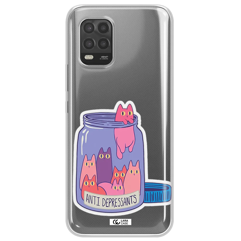 Anti Depressants Cats Xiaomi Mi 10 Lite Clear TPU Case