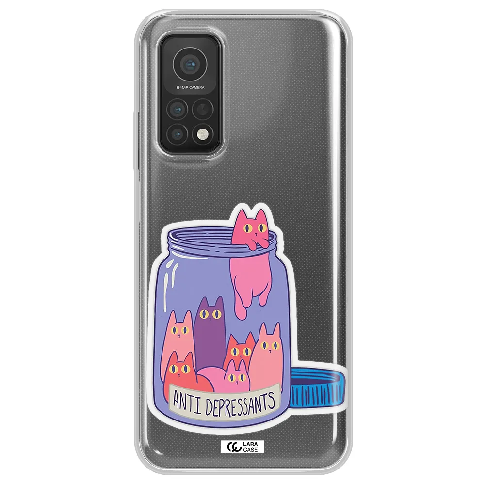 Anti Depressants Cats Xiaomi Mi 10T Clear TPU Case