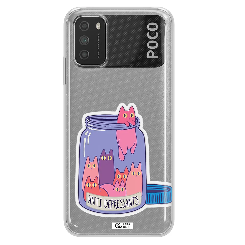 Anti Depressants Cats Xiaomi Poco M3 Clear TPU Case