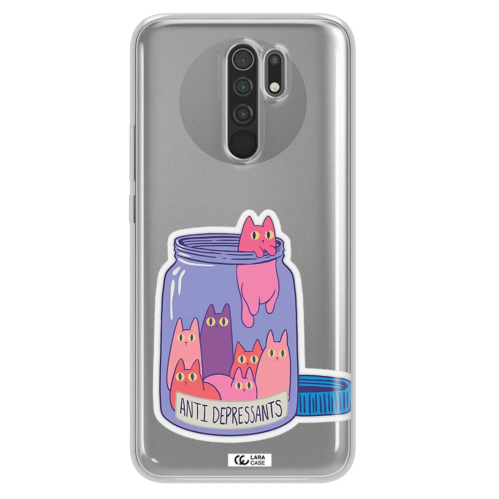 Anti Depressants Cats Xiaomi Redmi 9 Clear TPU Case