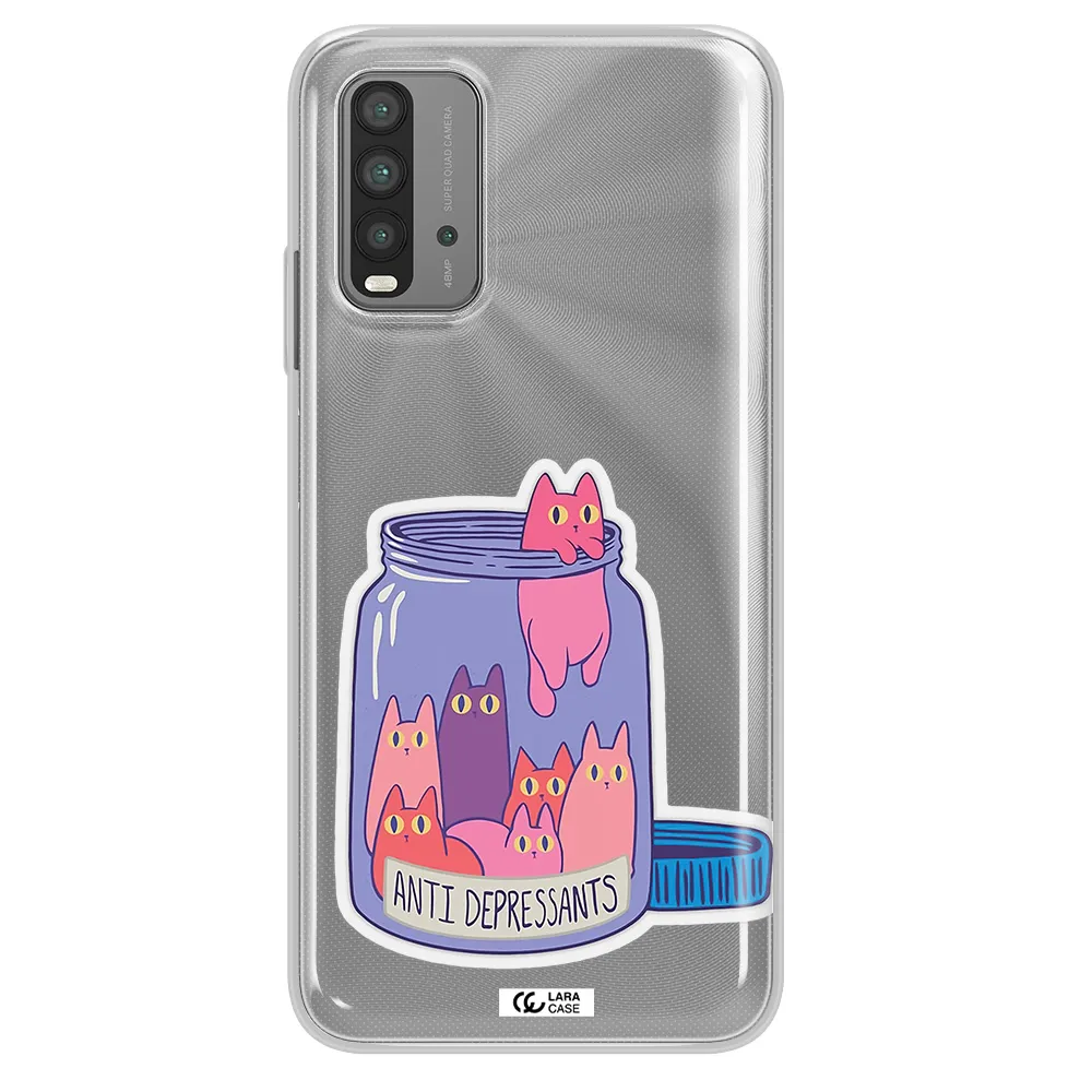 Anti Depressants Cats Xiaomi Redmi 9T Clear TPU Case