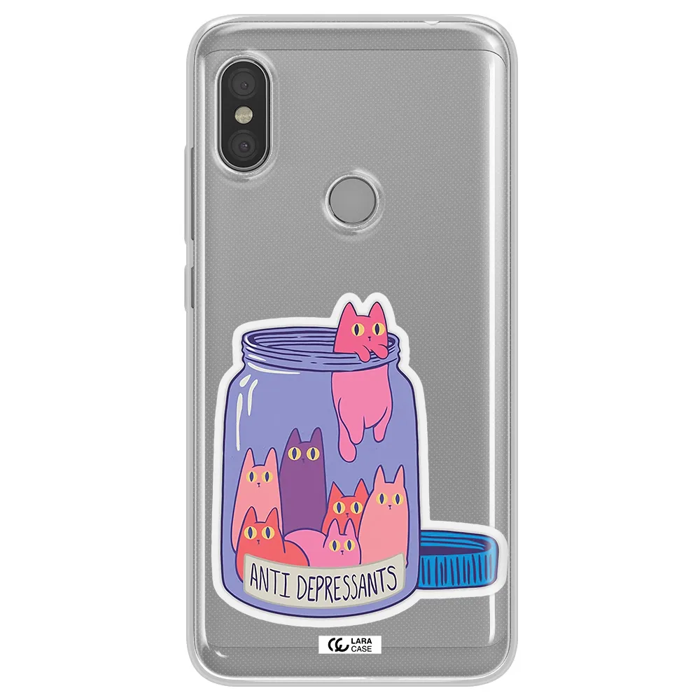 Anti Depressants Cats Xiaomi Redmi Note 6 Pro Clear TPU Case