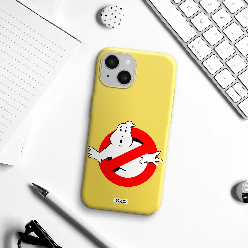 Entry Of Ghosts Is Prohibited Apple iPhone 15 Silicone canary yellow Case
