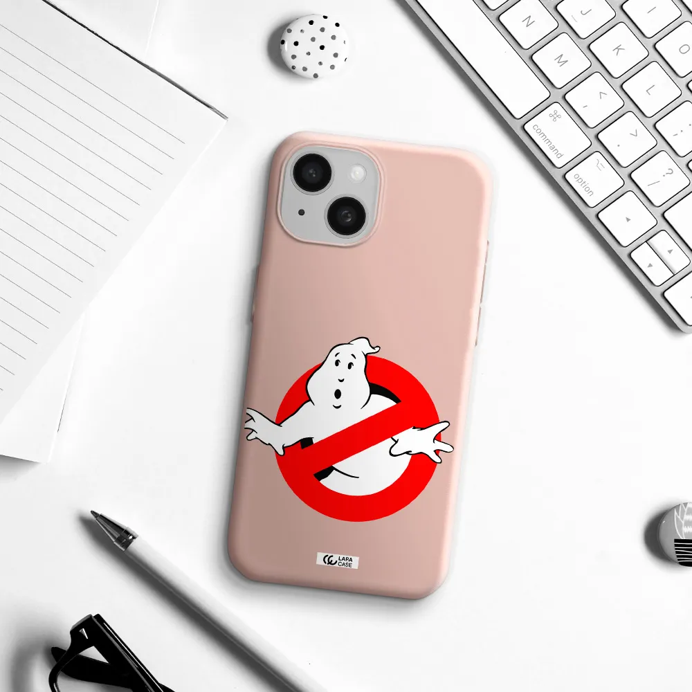 Entry Of Ghosts Is Prohibited Apple Iphone 15 Silicone Pastel Pink Case