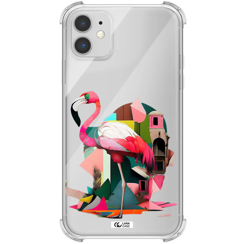 Flamingo Collage Apple iPhone 11 Clear PC Case
