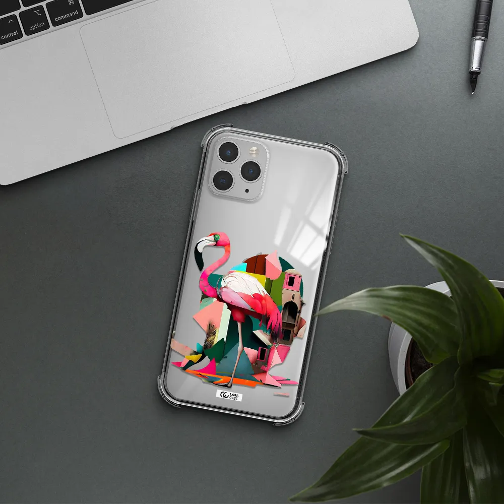 Flamingo Collage Apple iPhone 11 pro Clear PC Case