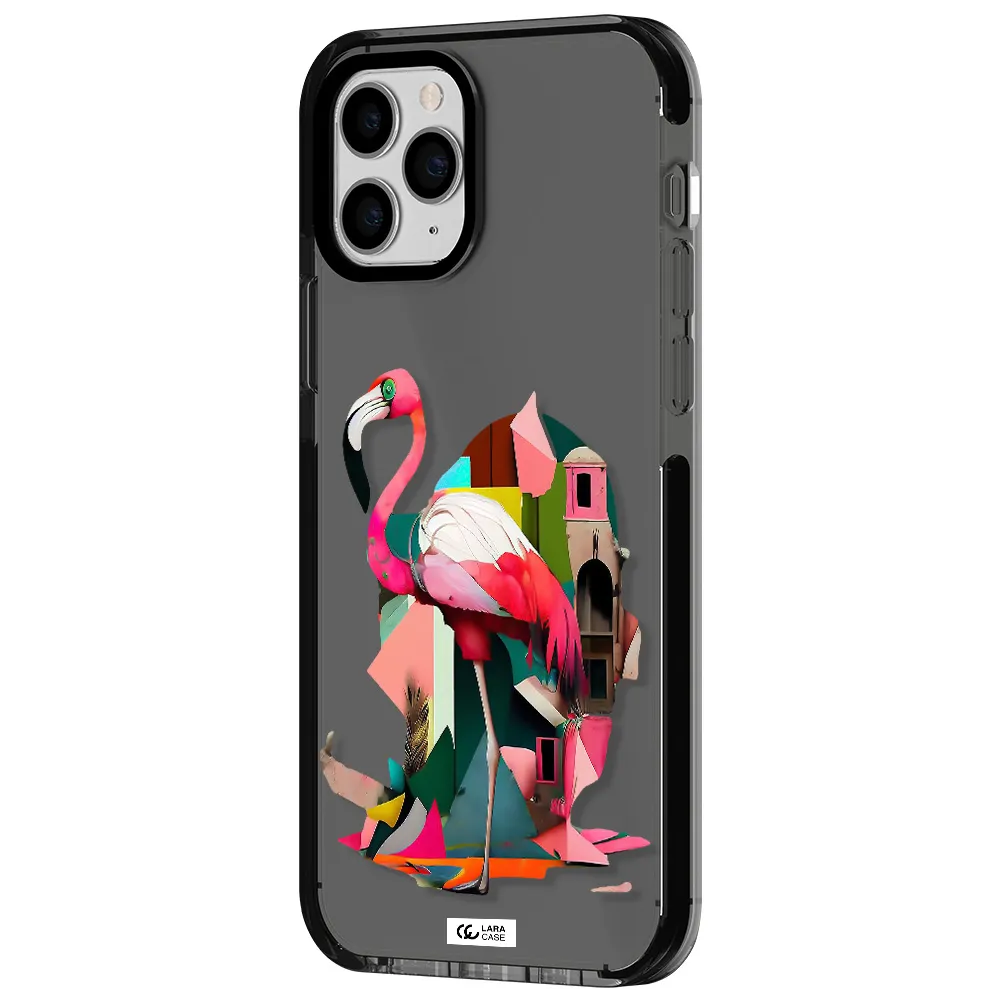 Flamingo Collage Apple iPhone 11 pro impact Smoke Black Case