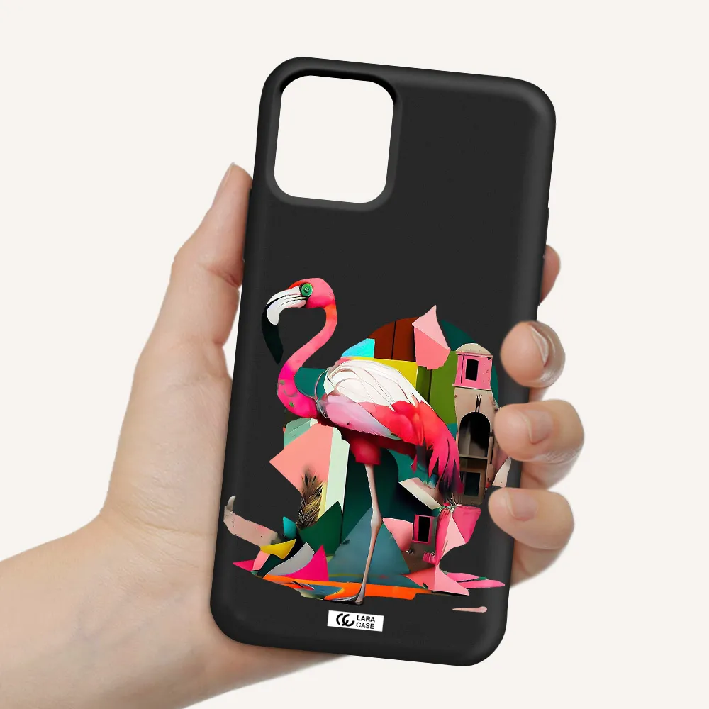 Flamingo Collage Apple iPhone 11 pro max Silicone black Case