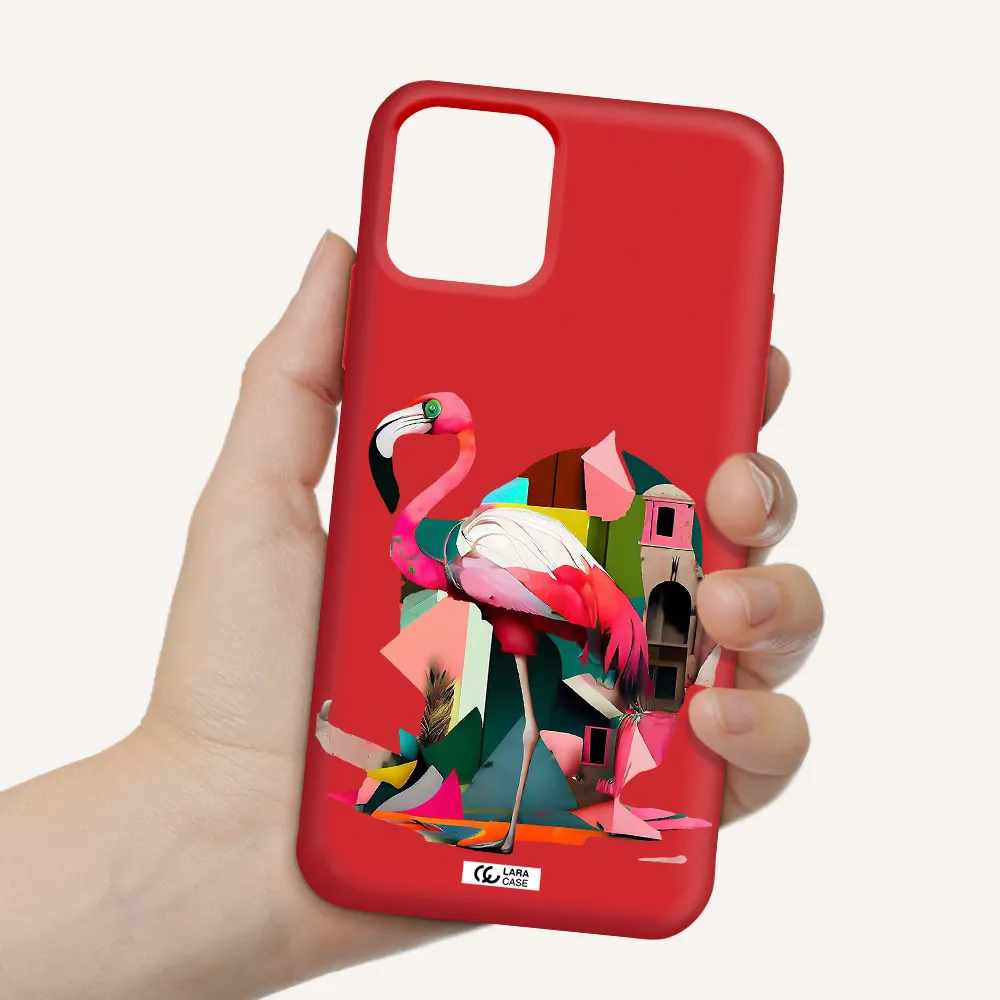 Flamingo Collage Apple iPhone 11 pro max Silicone Imperial Red Case