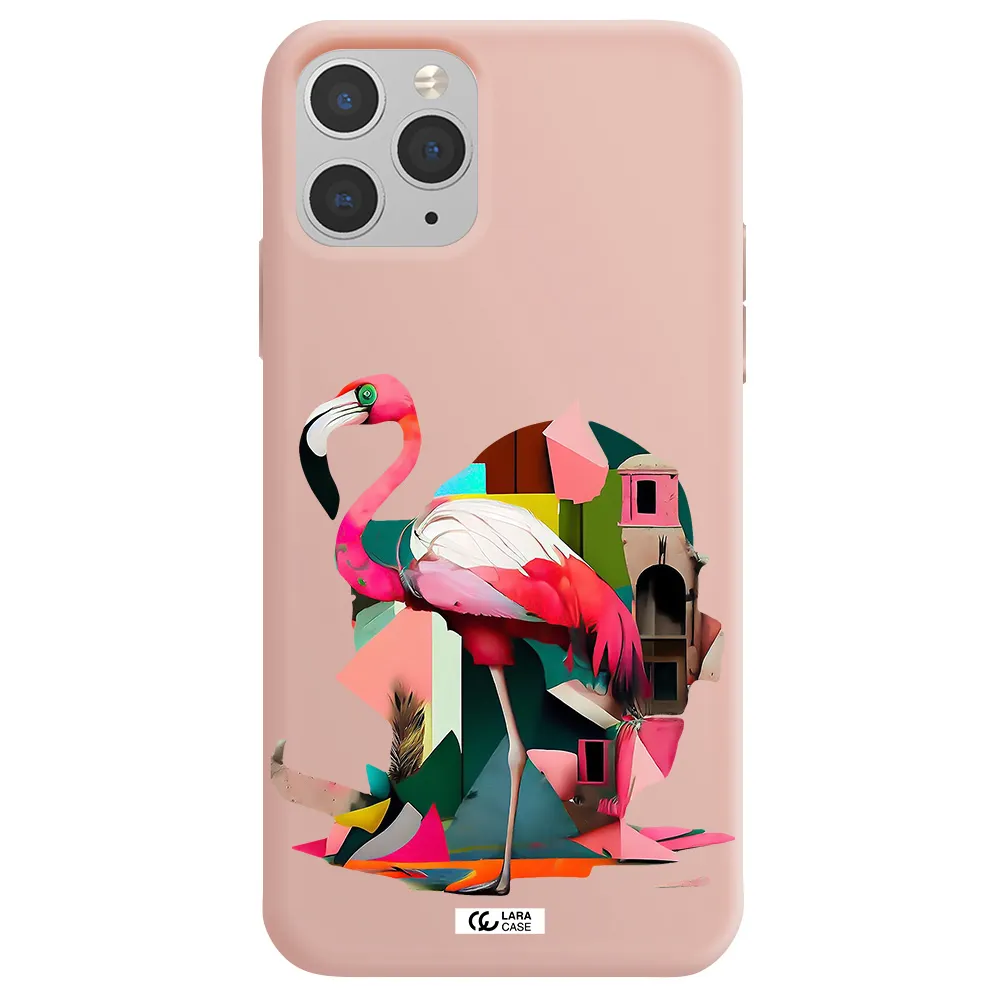 Flamingo Collage Apple iPhone 11 pro max Silicone pastel pink Case