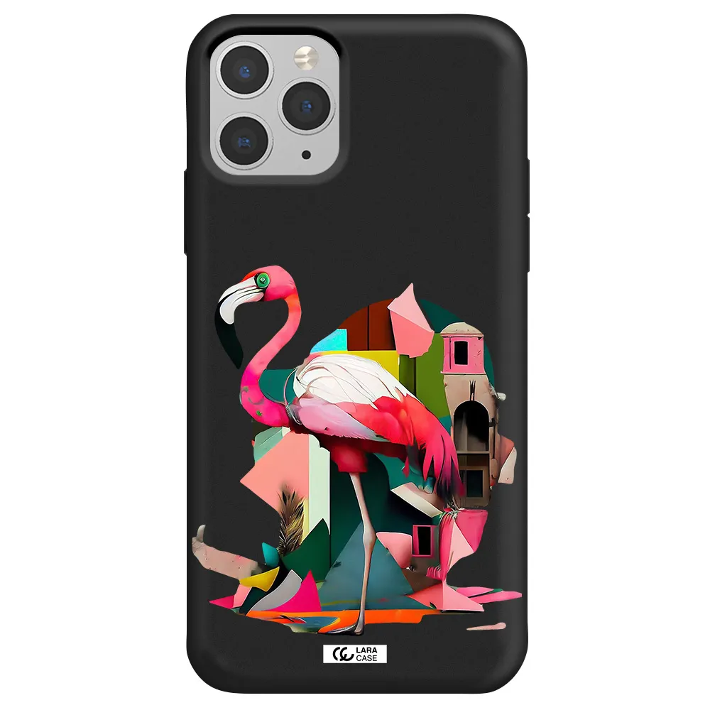 Flamingo Collage Apple iPhone 11 pro Silicone black Case