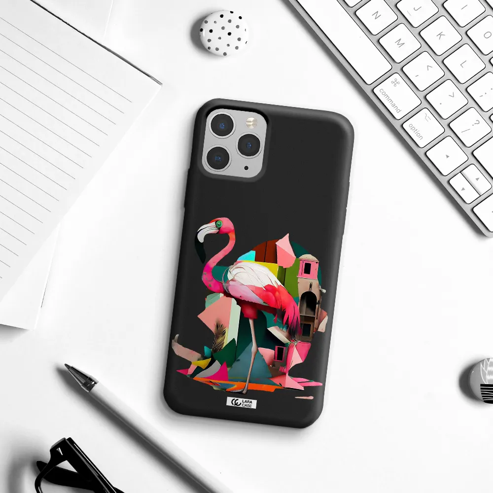Flamingo Collage Apple iPhone 11 pro Silicone black Case