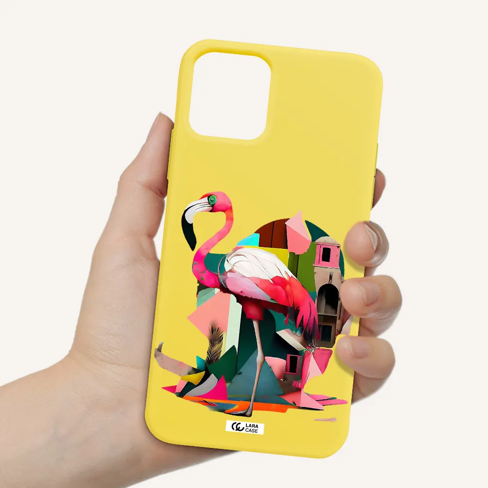 Flamingo Collage Apple iPhone 11 pro Silicone canary yellow Case