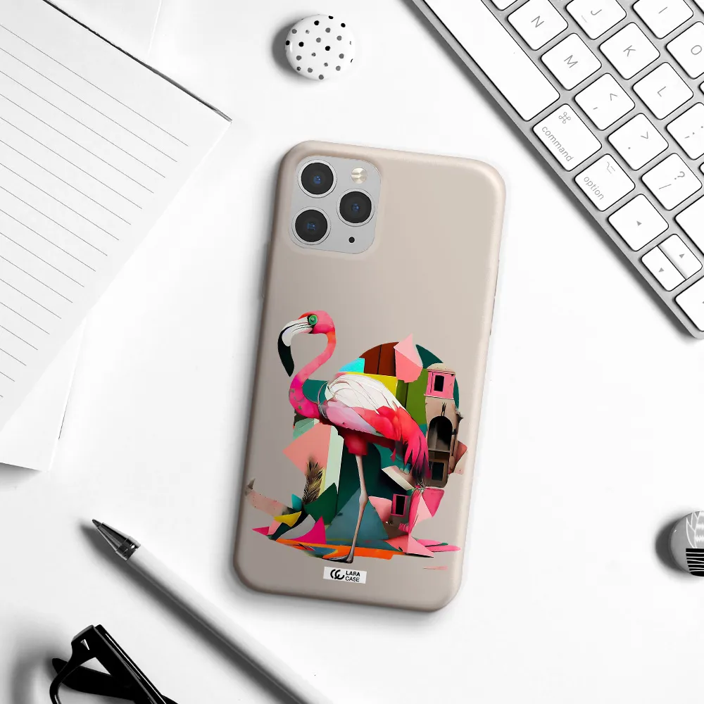 Flamingo Collage Apple iPhone 11 pro Silicone Stone Case