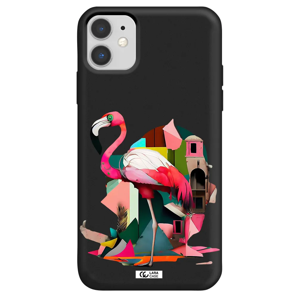 Flamingo Collage Apple iPhone 11 Silicone black Case