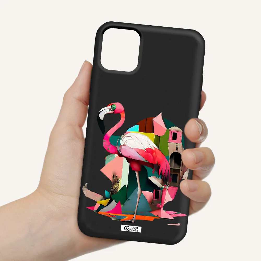Flamingo Collage Apple iPhone 11 Silicone black Case