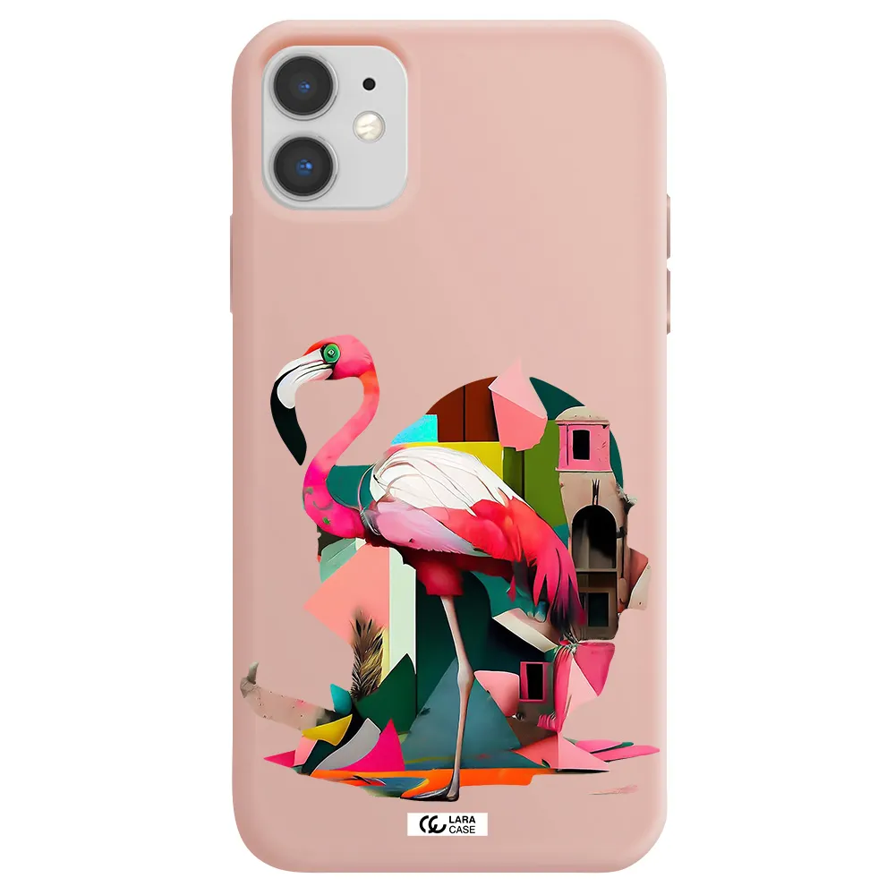Flamingo Collage Apple iPhone 11 Silicone pastel pink Case