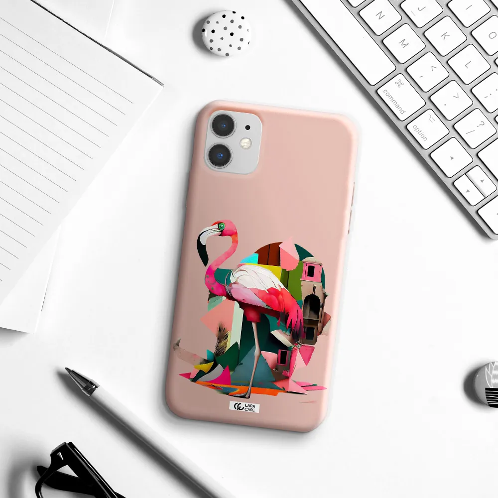 Flamingo Collage Apple iPhone 11 Silicone pastel pink Case
