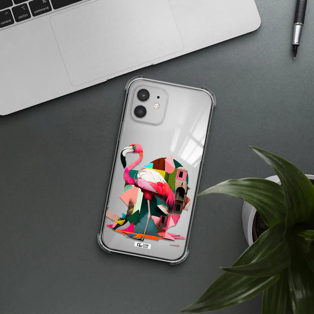 Flamingo Collage Apple iPhone 12 Clear PC Case