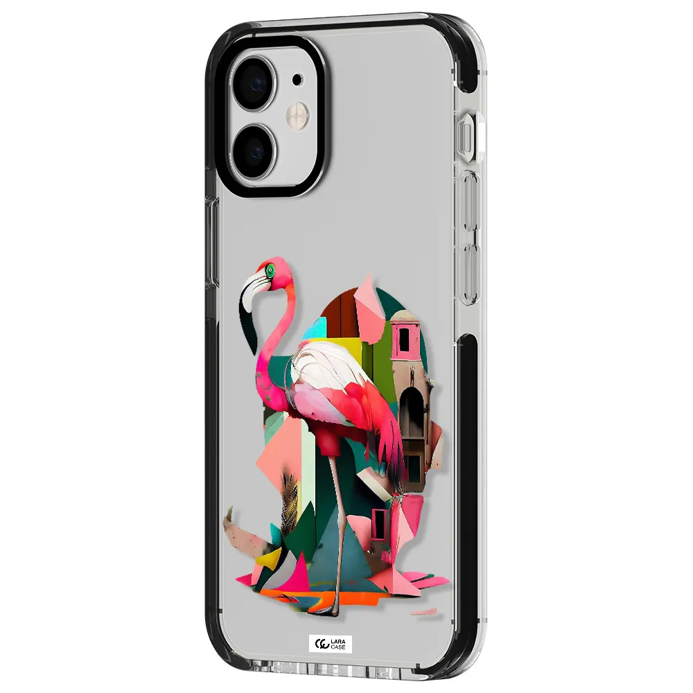 Flamingo Collage Apple iPhone 12 mini impact black border Case
