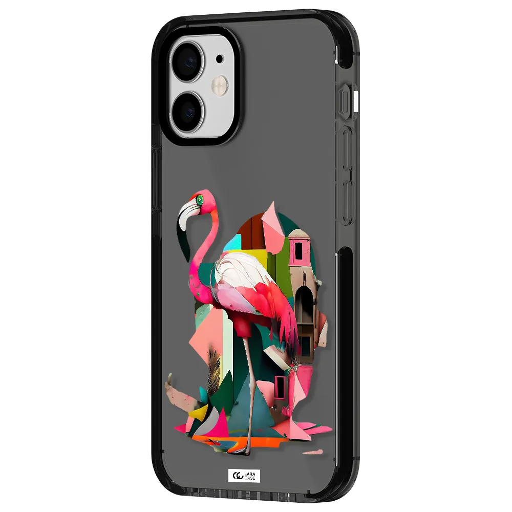 Flamingo Collage Apple iPhone 12 mini impact Smoke Black Case