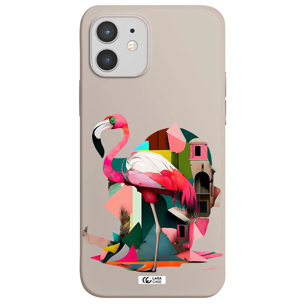Flamingo Collage Apple iPhone 12 mini Silicone Stone Case