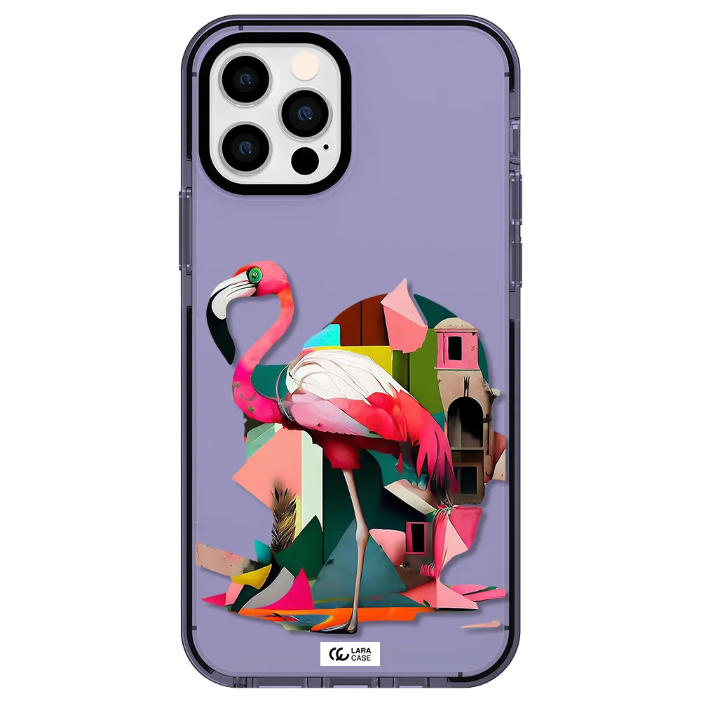 Flamingo Collage Apple iPhone 12 pro impact Lilac Case