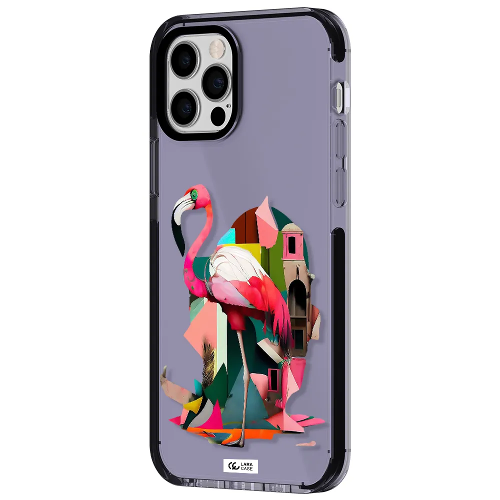 Flamingo Collage Apple iPhone 12 pro impact Lilac Case