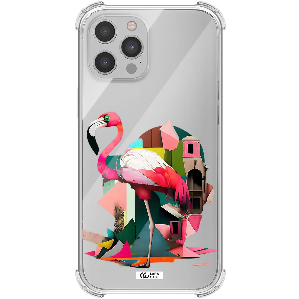 Flamingo Collage Apple iPhone 12 pro max Clear PC Case