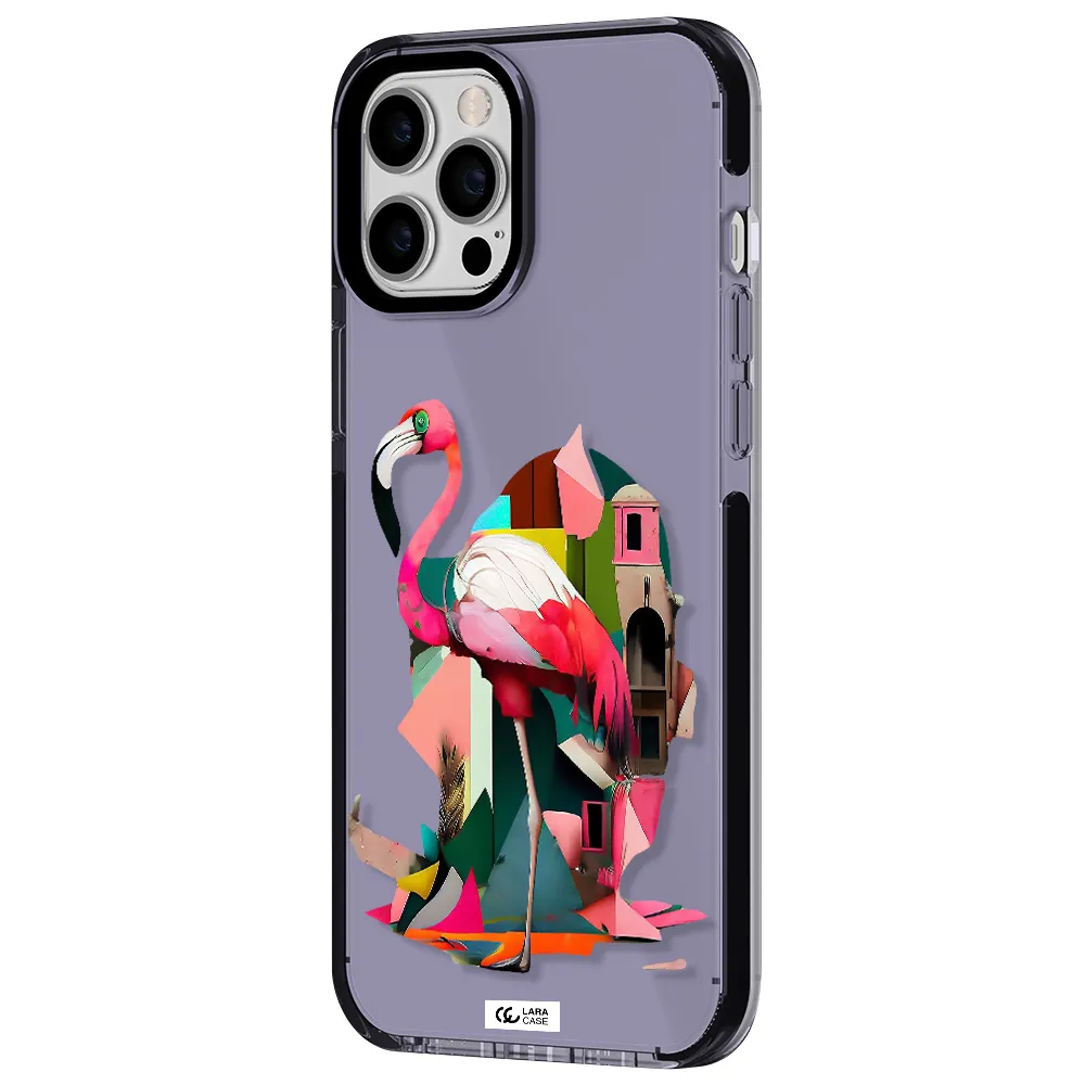 Flamingo Collage Apple iPhone 12 pro max impact Lilac Case