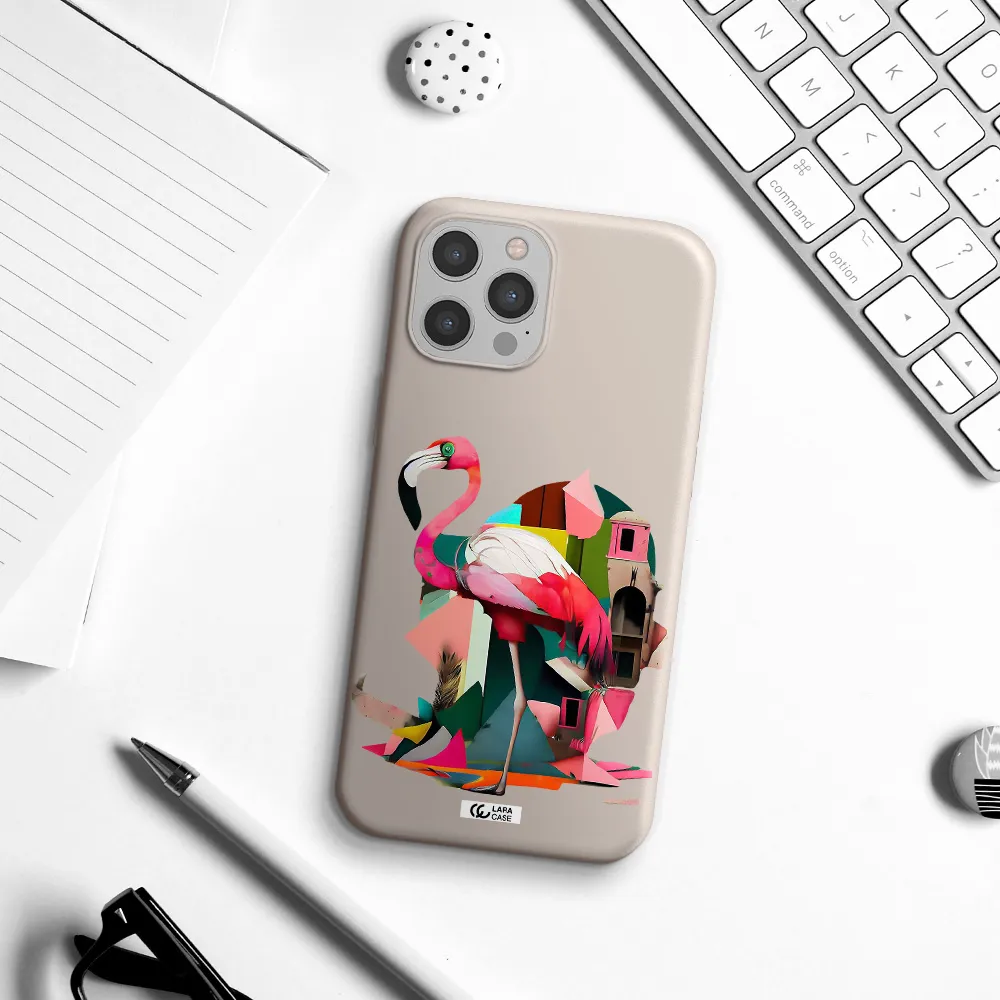 Flamingo Collage Apple iPhone 12 pro max Silicone Stone Case
