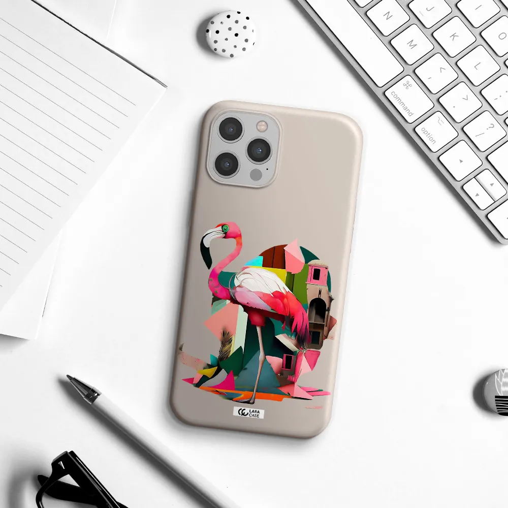 Flamingo Collage Apple iPhone 12 pro Silicone Stone Case