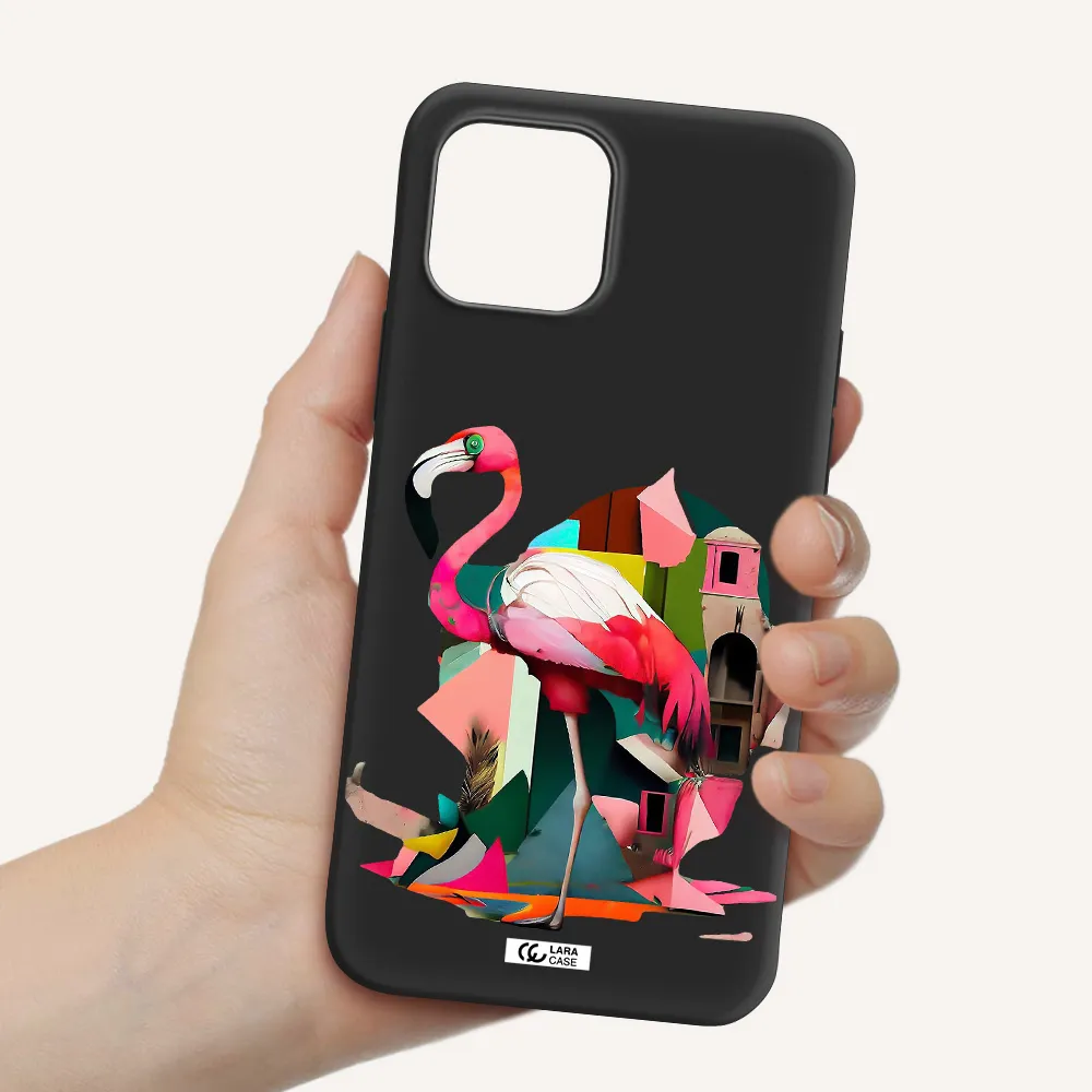 Flamingo Collage Apple iPhone 12 Silicone black Case