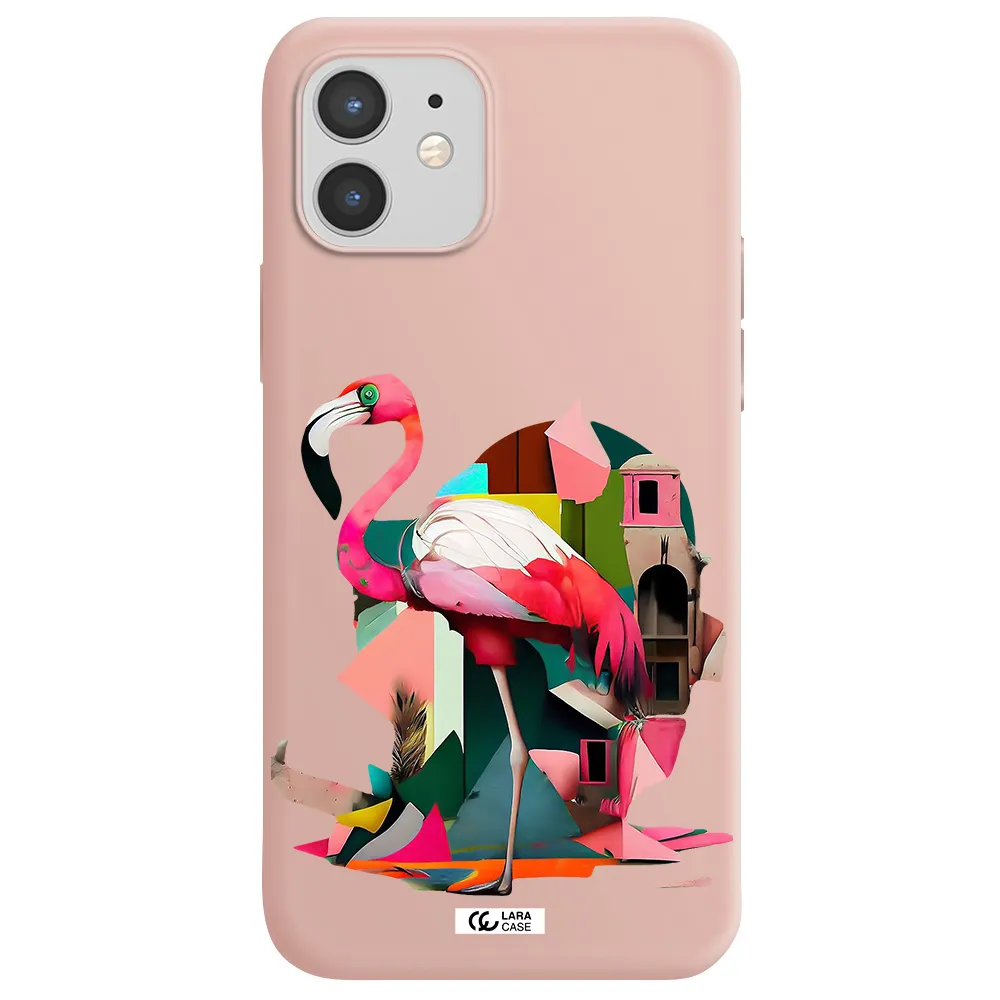 Flamingo Collage Apple iPhone 12 Silicone pastel pink Case