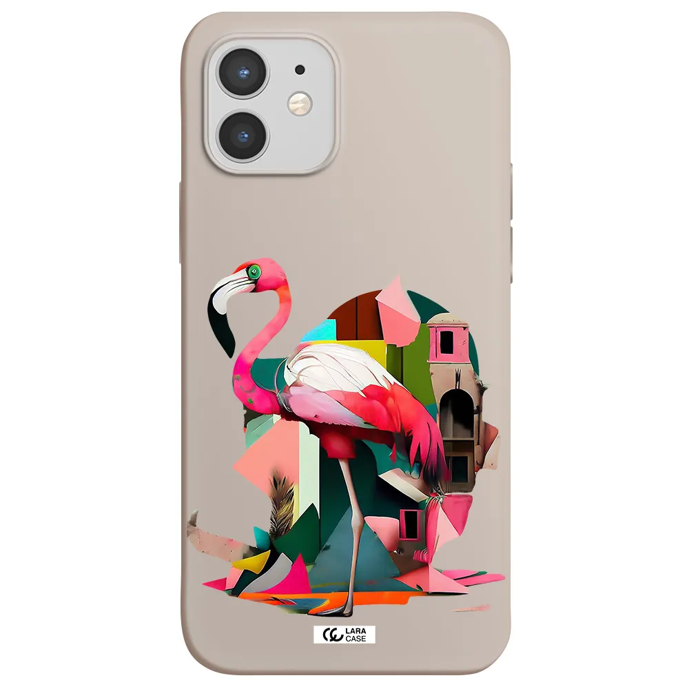 Flamingo Collage Apple iPhone 12 Silicone Stone Case