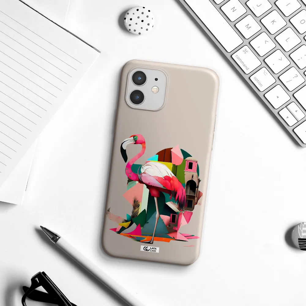 Flamingo Collage Apple iPhone 12 Silicone Stone Case
