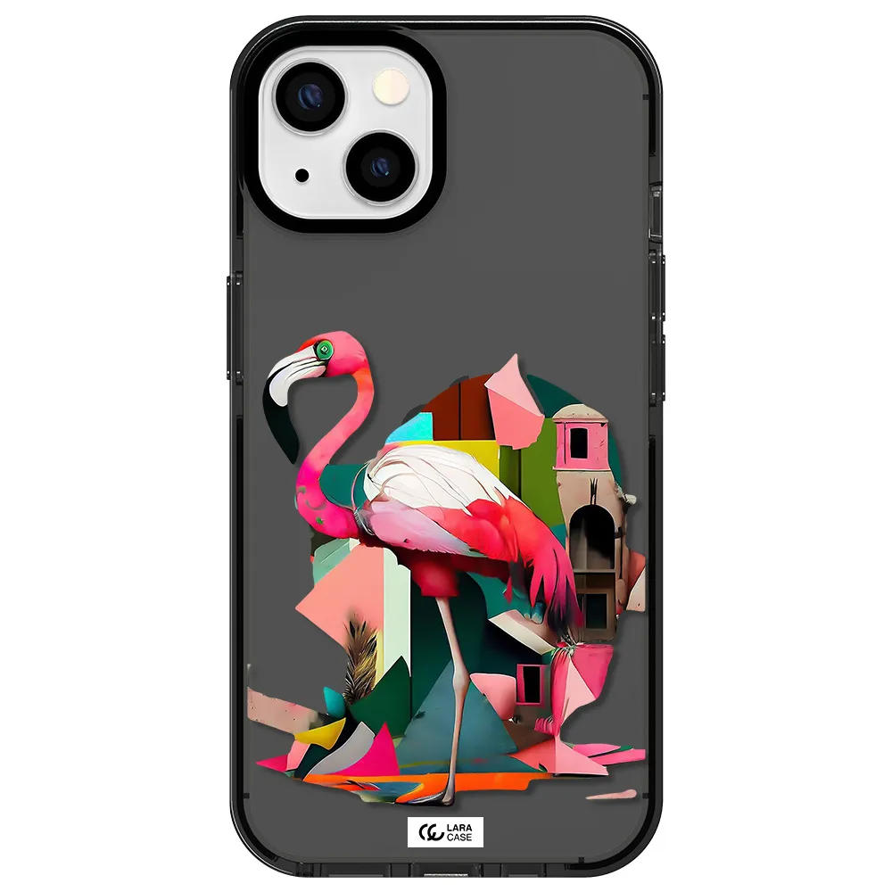 Flamingo Collage Apple iPhone 13 impact Smoke Black Case