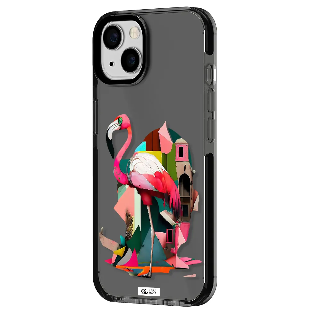Flamingo Collage Apple iPhone 13 impact Smoke Black Case