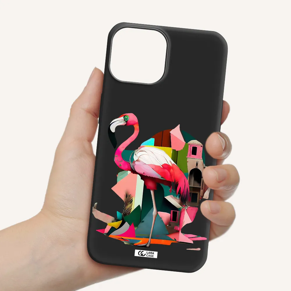 Flamingo Collage Apple iPhone 13 mini Silicone black Case