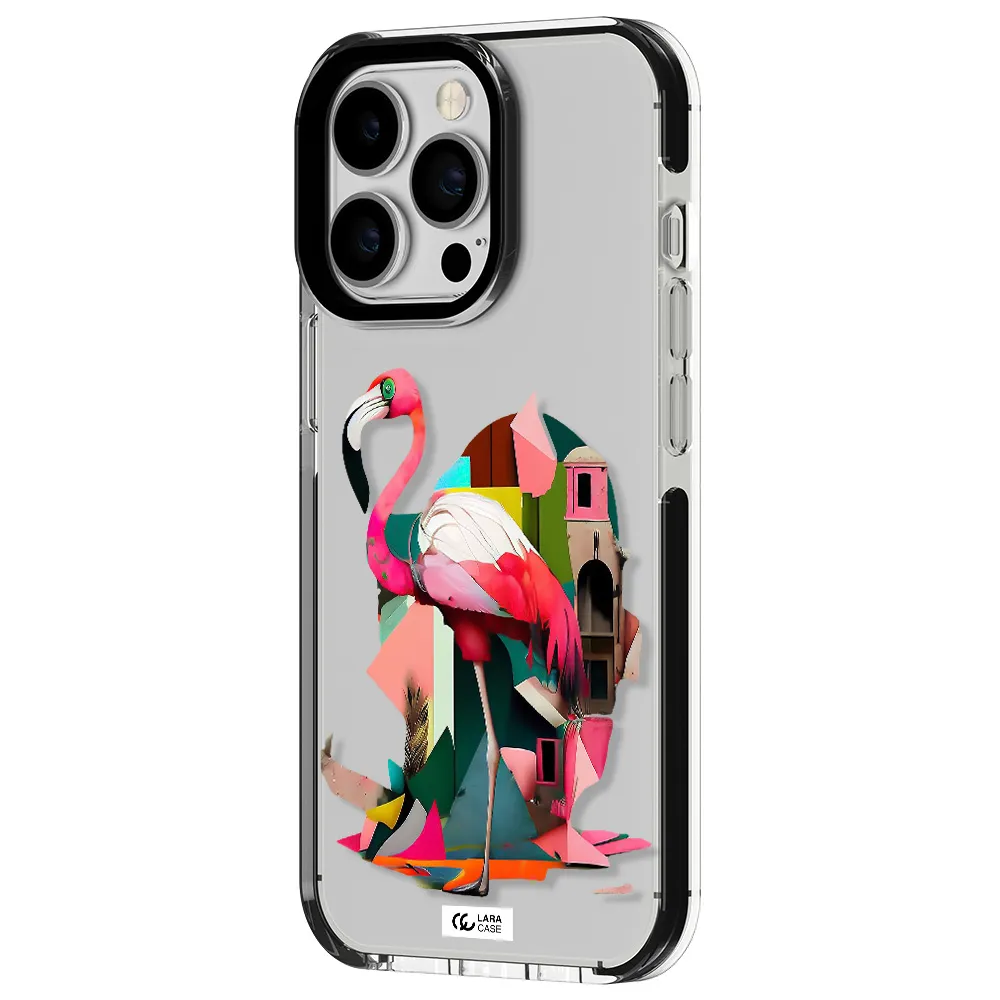 Flamingo Collage Apple iPhone 13 Pro impact black border Case