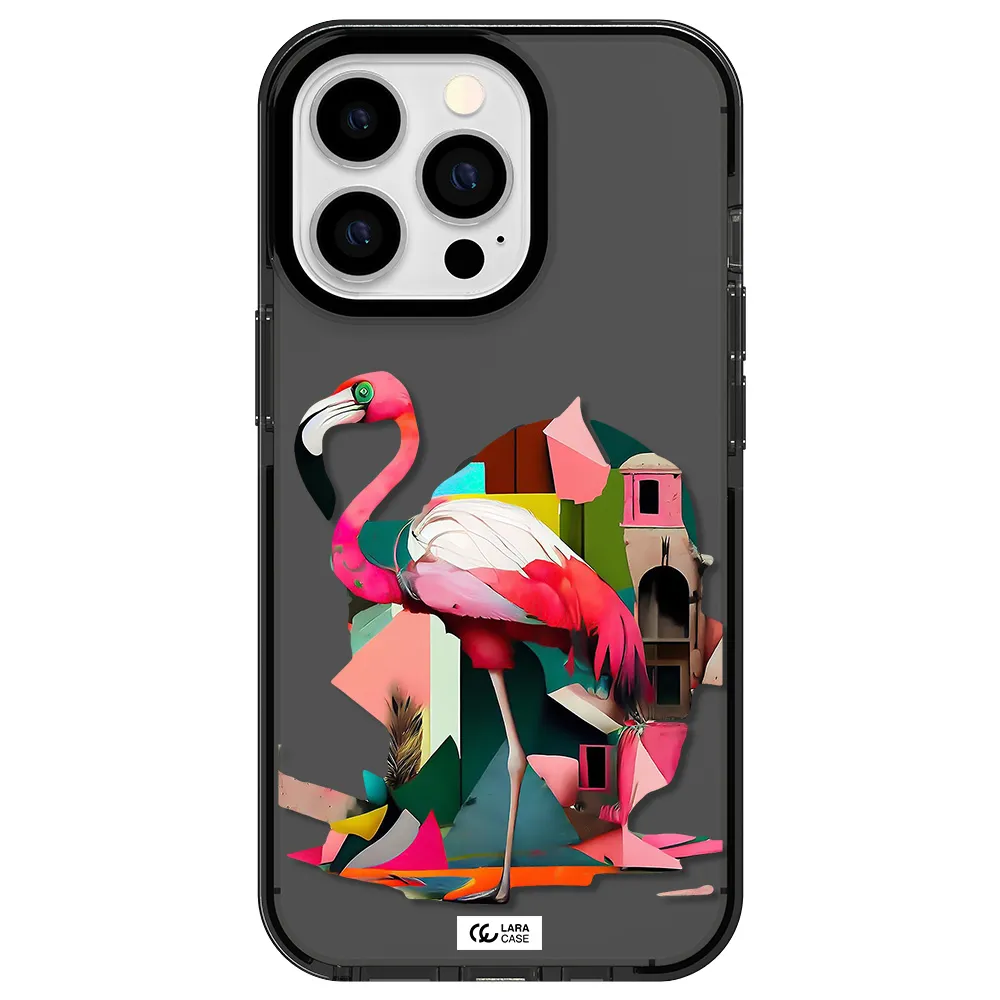 Flamingo Collage Apple iPhone 13 Pro impact Smoke Black Case