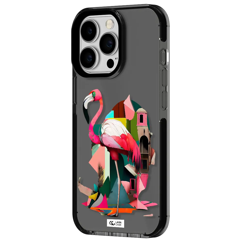 Flamingo Collage Apple iPhone 13 Pro impact Smoke Black Case