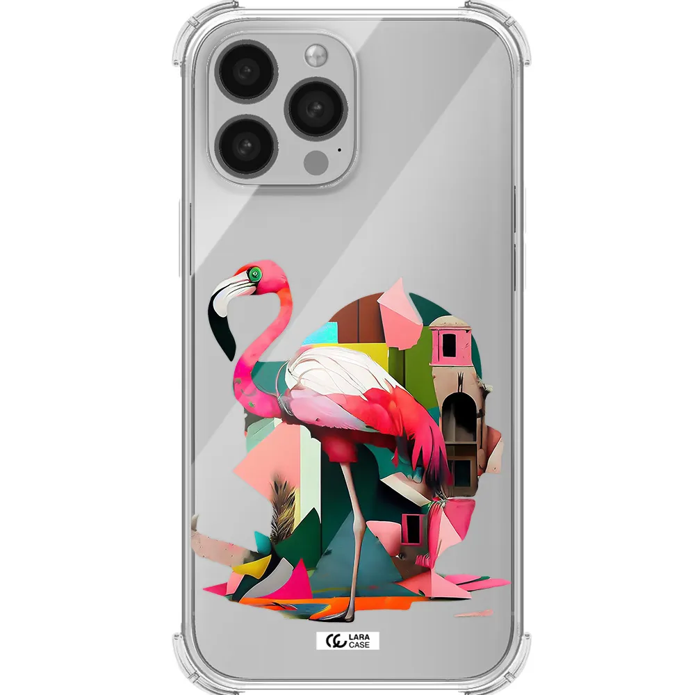 Flamingo Collage Apple iPhone 13 Pro Max Clear PC Case