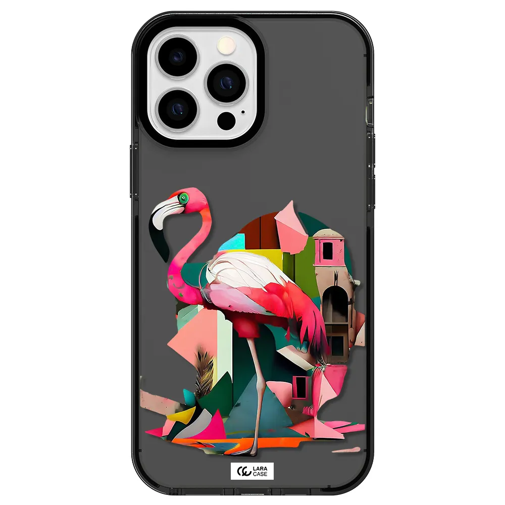 Flamingo Collage Apple iPhone 13 Pro Max impact Smoke Black Case