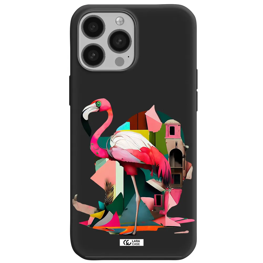 Flamingo Collage Apple iPhone 13 Pro Max Silicone black Case