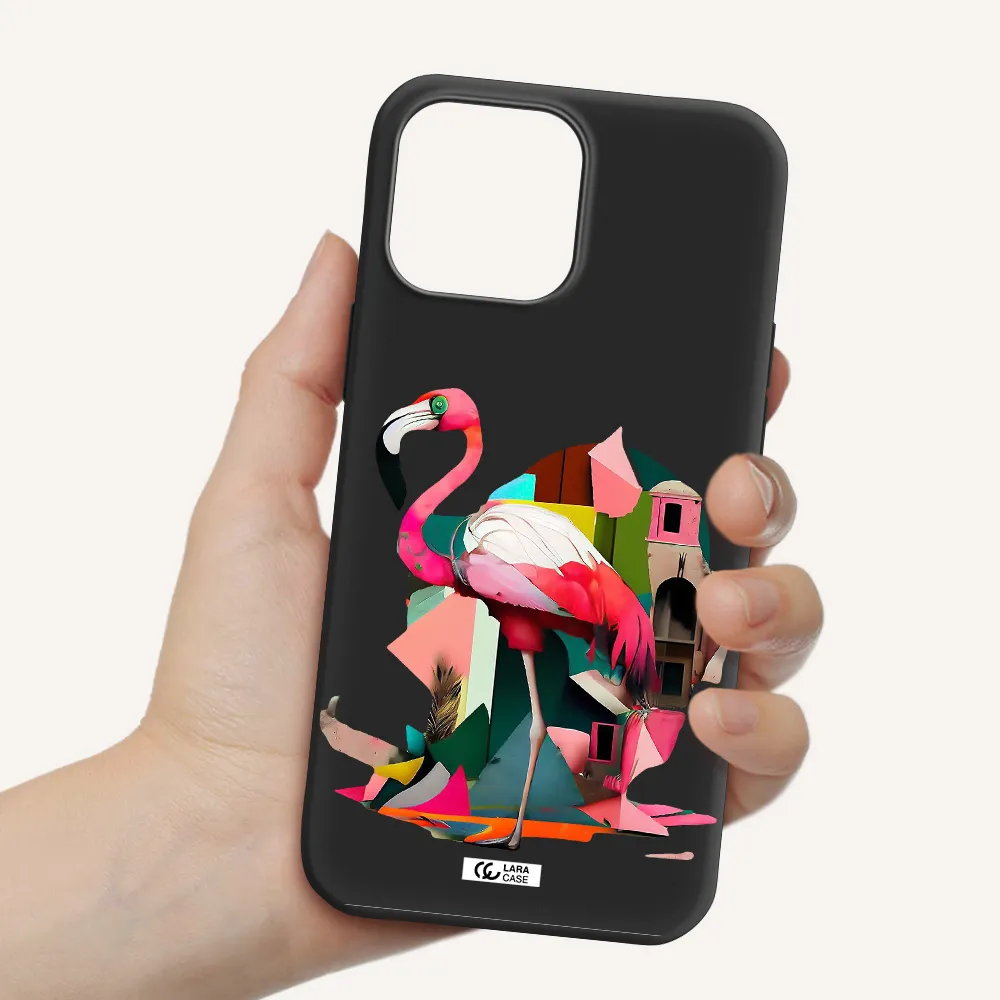 Flamingo Collage Apple iPhone 13 Pro Max Silicone black Case