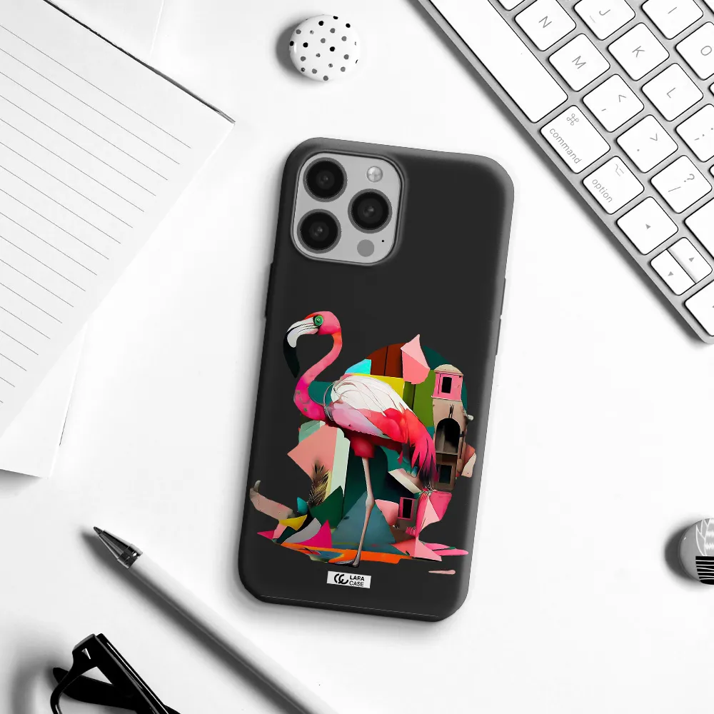 Flamingo Collage Apple iPhone 13 Pro Max Silicone black Case