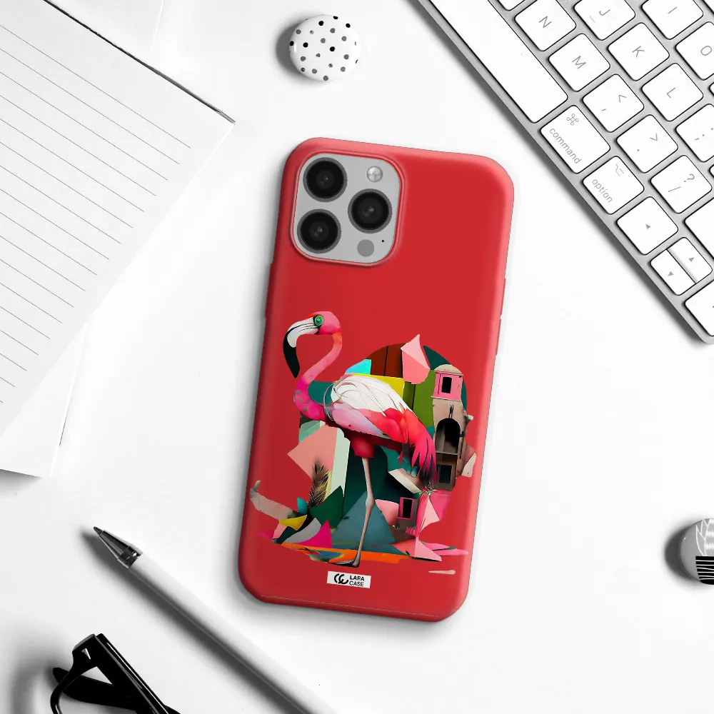 Flamingo Collage Apple iPhone 13 Pro Max Silicone Imperial Red Case