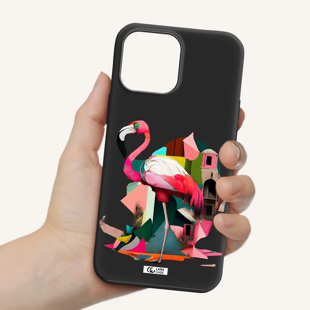 Flamingo Collage Apple iPhone 13 Pro Silicone black Case